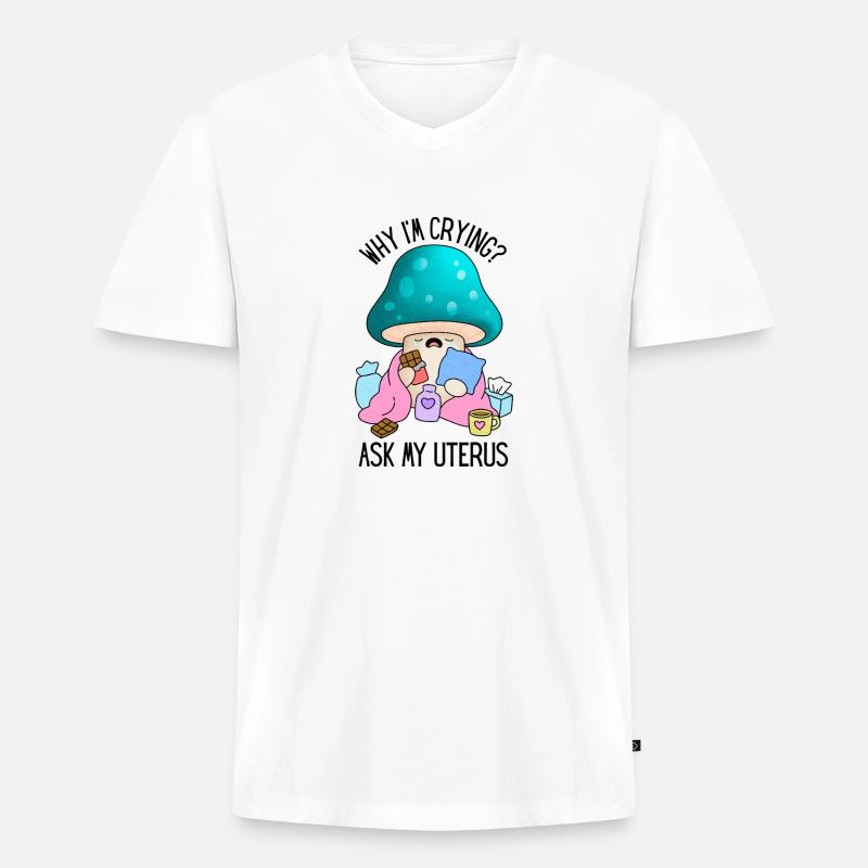 Lustiges Mädchen Problem Periode Kampf - Männer Premium Bio T-Shirt mit V-Ausschnitt - Weiß