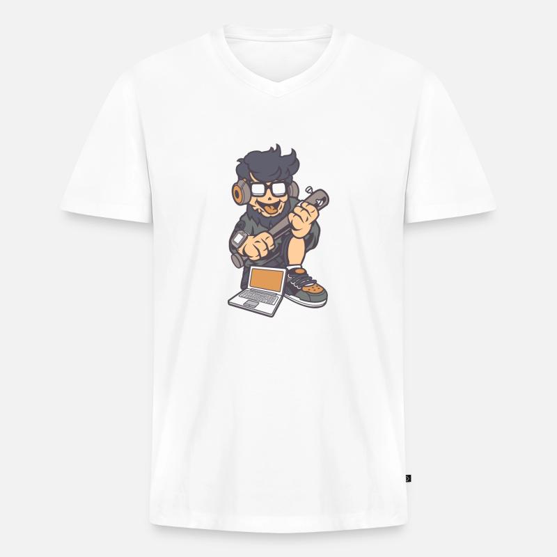 Jugendlicher Technik - Männer Premium Bio T-Shirt mit V-Ausschnitt - Weiß