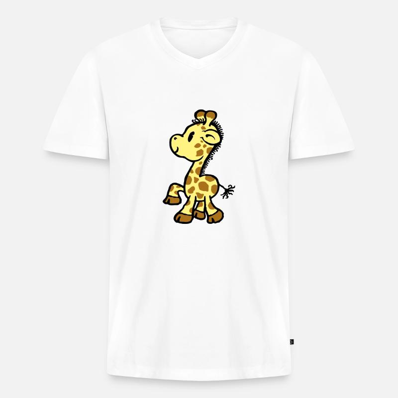Giraffe - Männer Premium Bio T-Shirt mit V-Ausschnitt - Weiß