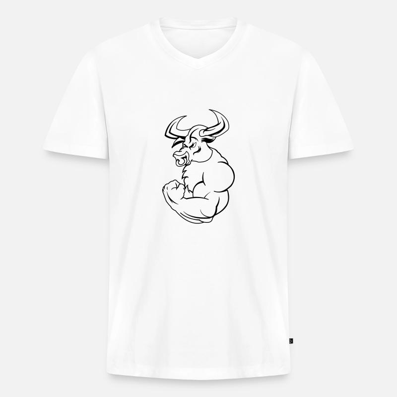 strong_taurus_01 - Männer Premium Bio T-Shirt mit V-Ausschnitt - Weiß