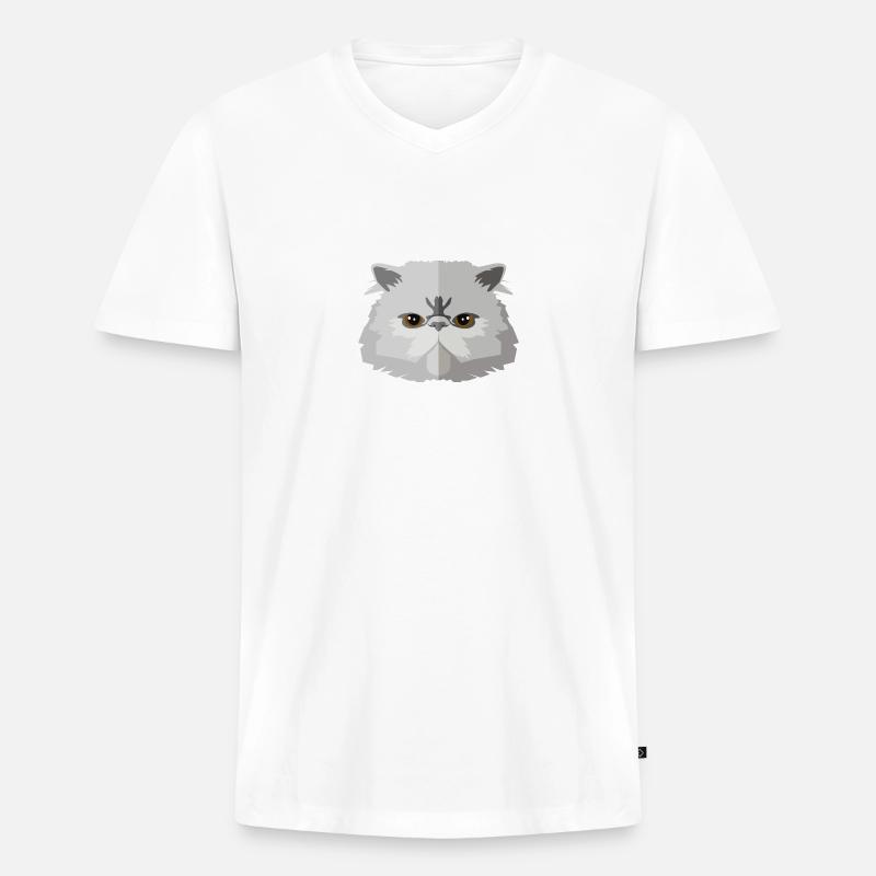 Katze - Männer Premium Bio T-Shirt mit V-Ausschnitt - Weiß