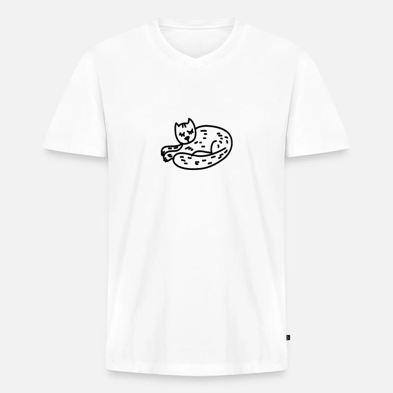 Katze - Männer Premium Bio T-Shirt mit V-Ausschnitt - Weiß