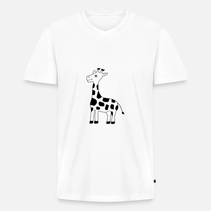 Giraffe schwarz - Männer Premium Bio T-Shirt mit V-Ausschnitt - Weiß