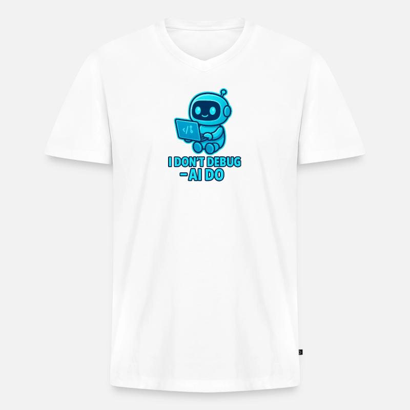 KI Debug: AI übernimmt das Debuggen - Männer Premium Bio T-Shirt mit V-Ausschnitt - Weiß