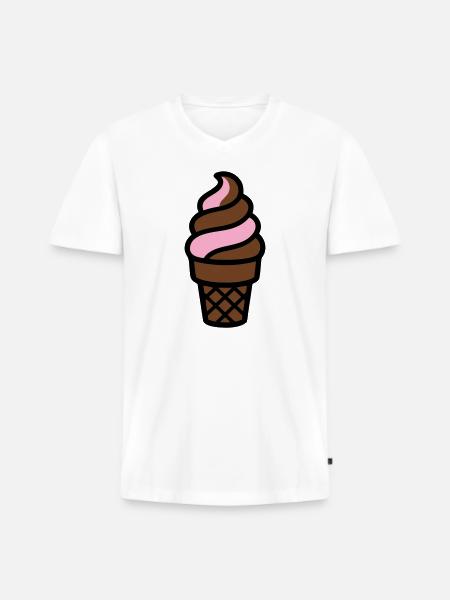 Softeis Eiswaffel Logo - Men's Premium Organic T-shirt with V-neck - white