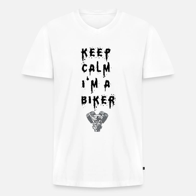 Keep calm I'm a Biker - Männer Premium Bio T-Shirt mit V-Ausschnitt - Weiß