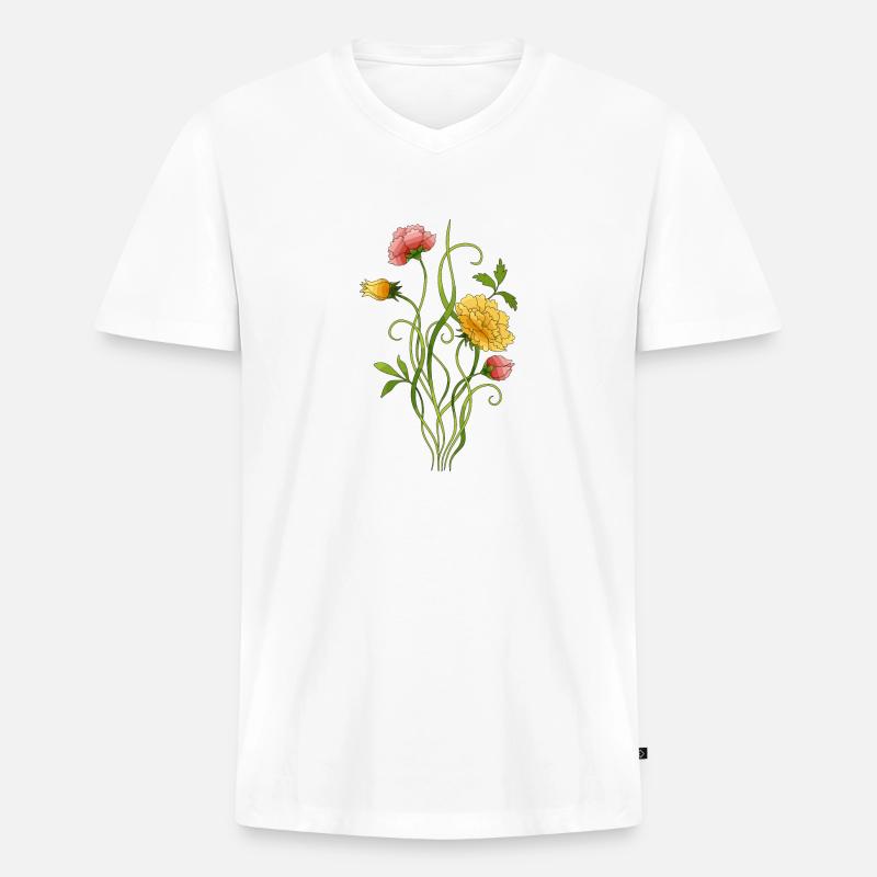 Blumen - Männer Premium Bio T-Shirt mit V-Ausschnitt - Weiß
