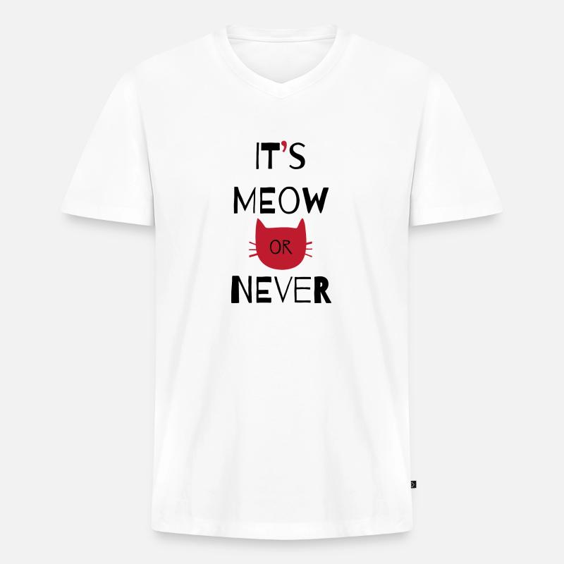 Katze - Männer Premium Bio T-Shirt mit V-Ausschnitt - Weiß