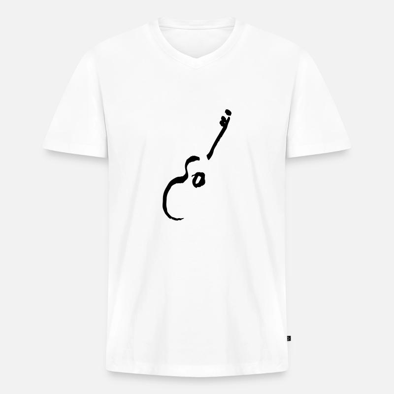 Gitarre - Männer Premium Bio T-Shirt mit V-Ausschnitt - Weiß