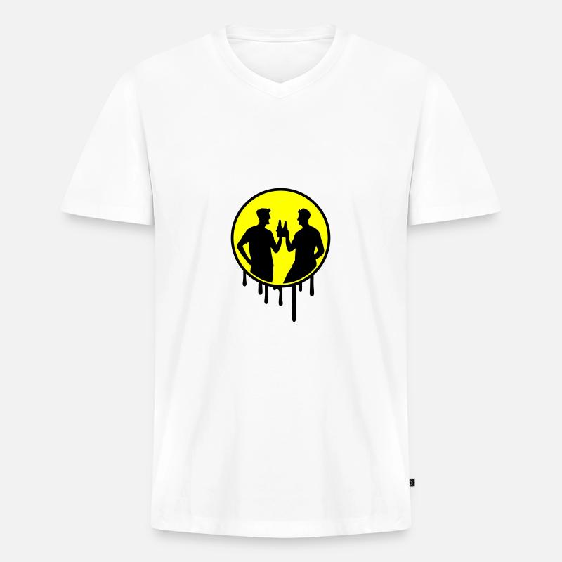 Team Gruppe Feiern - Männer Premium Bio T-Shirt mit V-Ausschnitt - Weiß