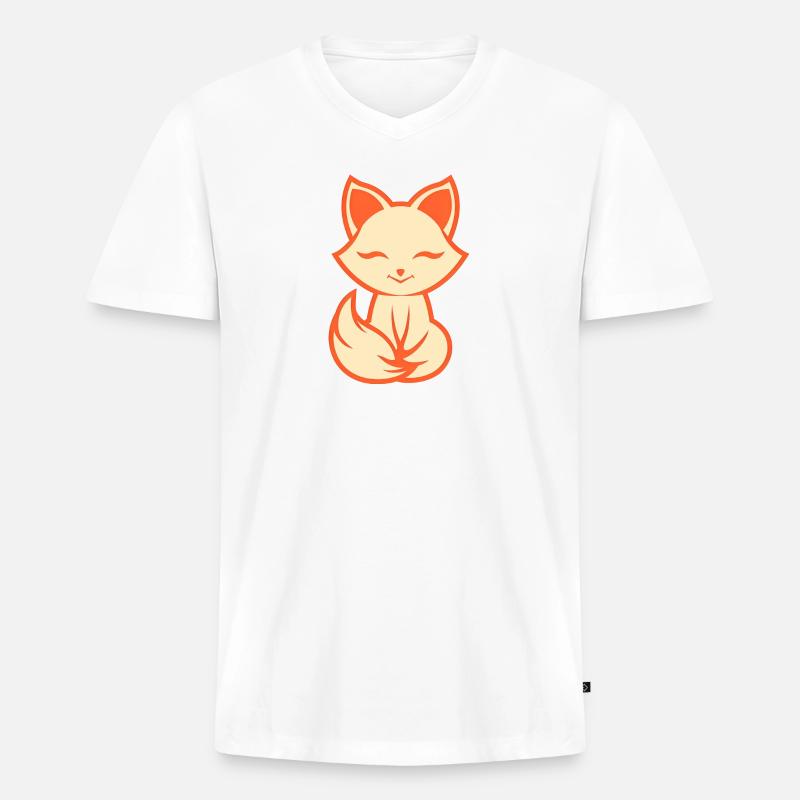 Fuchs Logo, einfaches Fuchs Design - Männer Premium Bio T-Shirt mit V-Ausschnitt - Weiß