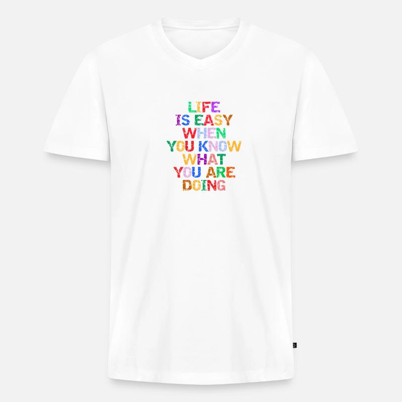 DAS LEBEN IST EINFACH - Männer Premium Bio T-Shirt mit V-Ausschnitt - Weiß