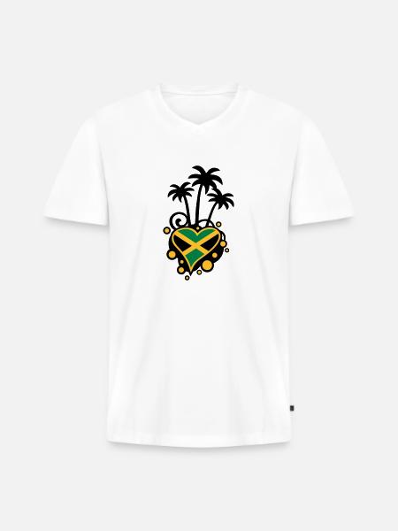 Palm Design (Jamaica Heart) - Men's Premium Organic T-shirt with V-neck - white