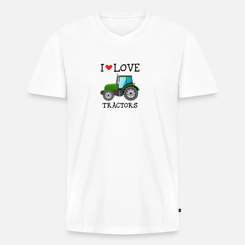 AMO TRATTORI - Maglietta ecologica premium da uomo con scollo a V - bianco
