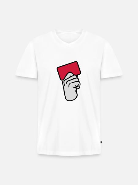Rote Karte - Männer Premium Bio T-Shirt mit V-Ausschnitt - Weiß
