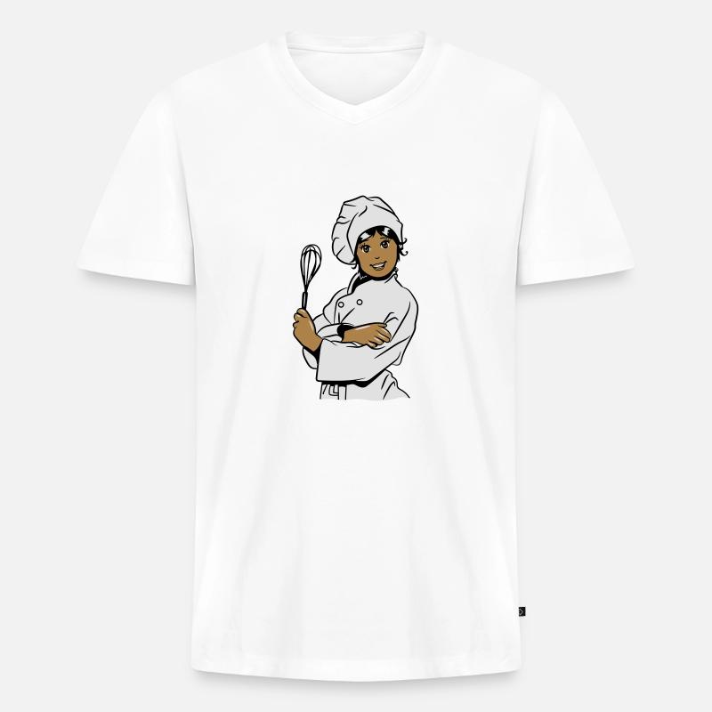 kochen mädchen - Männer Premium Bio T-Shirt mit V-Ausschnitt - Weiß