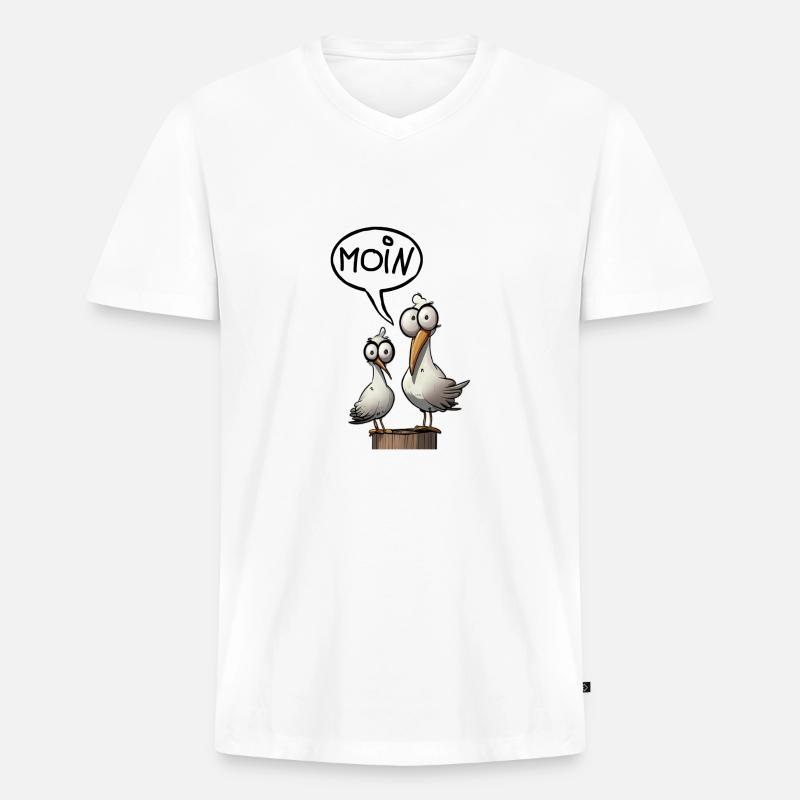 Die Bäädden Möwen - Möwe moin - Männer Premium Bio T-Shirt mit V-Ausschnitt - Weiß