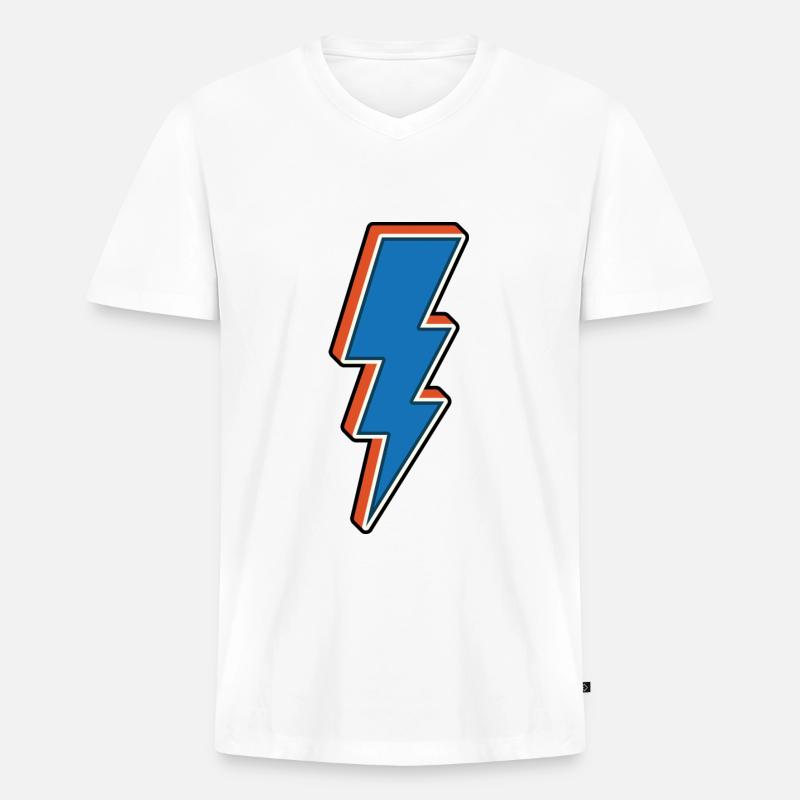 Blitz - Männer Premium Bio T-Shirt mit V-Ausschnitt - Weiß