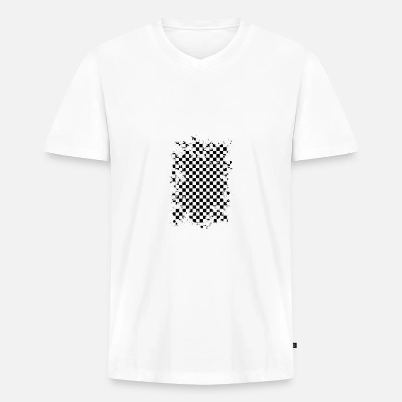 Schachspiel schachfeld schachmuster design - Männer Premium Bio T-Shirt mit V-Ausschnitt - Weiß