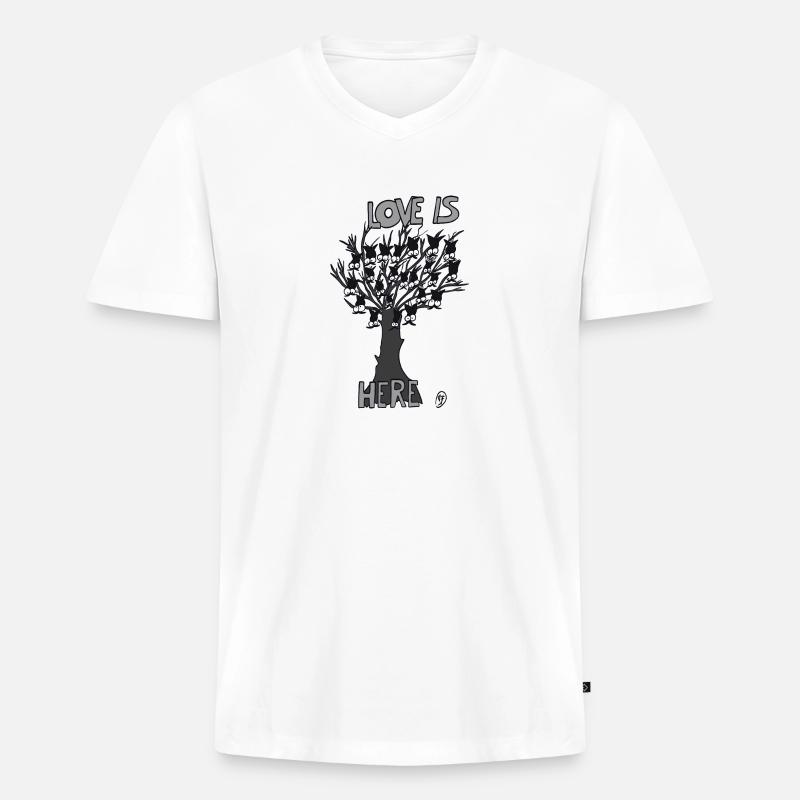 Fledermäuse auf einem Baum - Männer Premium Bio T-Shirt mit V-Ausschnitt - Weiß