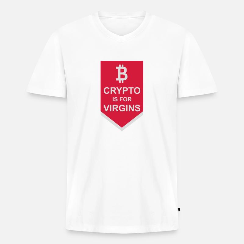crypto is for virgins - Männer Premium Bio T-Shirt mit V-Ausschnitt - Weiß