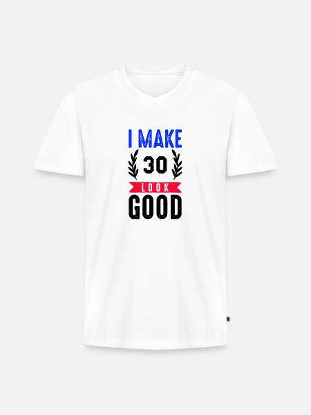 look good 30 - Men's Premium Organic T-shirt with V-neck - white