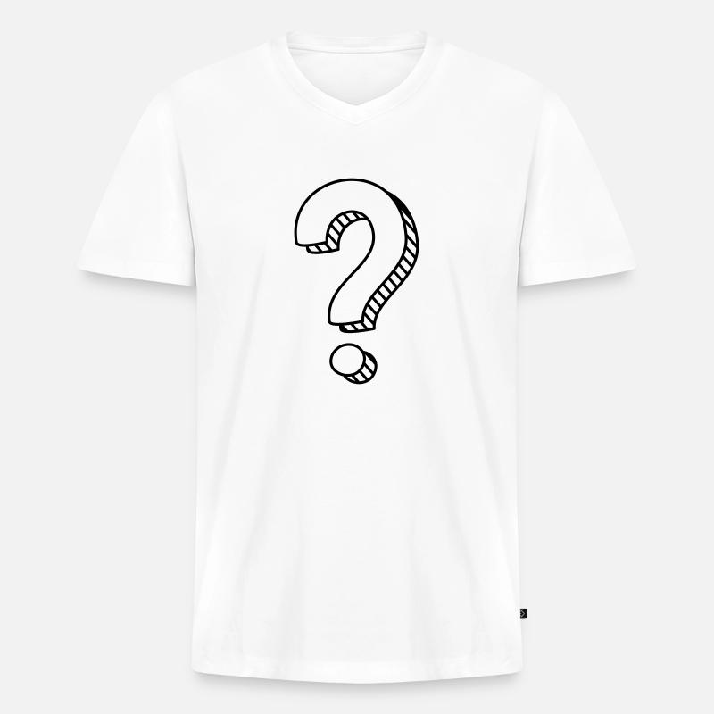 Fragezeichen mit Schatten einfarbig - Männer Premium Bio T-Shirt mit V-Ausschnitt - Weiß