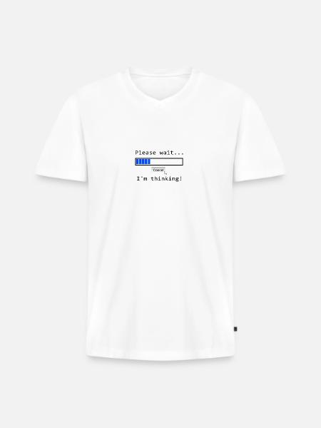 Ich denke nach - Männer Premium Bio T-Shirt mit V-Ausschnitt - Weiß