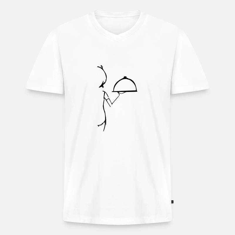 Restaurant, Crew, Kellnerin - Männer Premium Bio T-Shirt mit V-Ausschnitt - Weiß