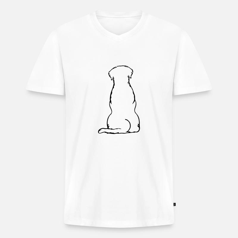 Labbi_sitzend_Back - Männer Premium Bio T-Shirt mit V-Ausschnitt - Weiß