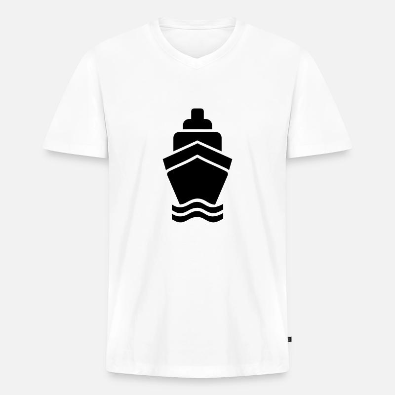 Schiff - Männer Premium Bio T-Shirt mit V-Ausschnitt - Weiß