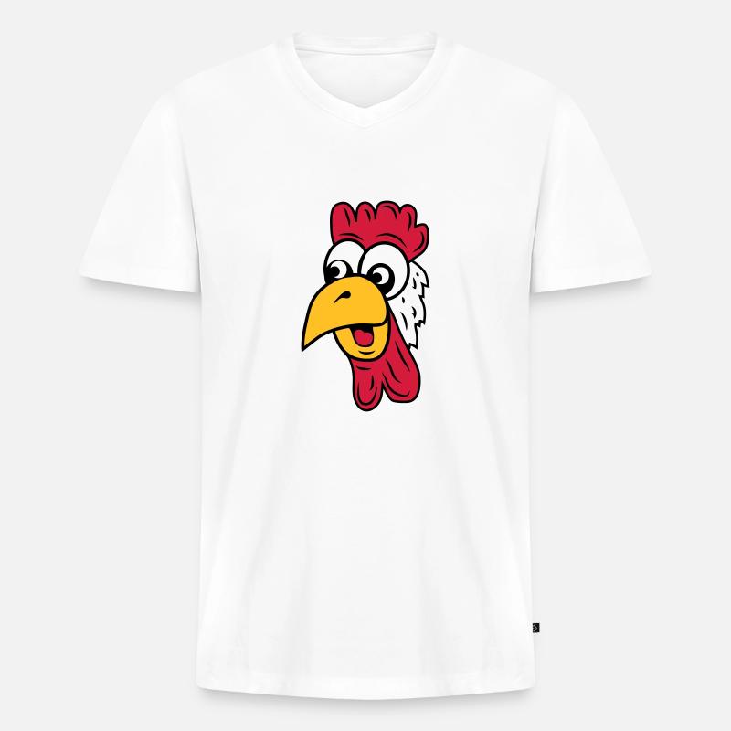 hahn - Männer Premium Bio T-Shirt mit V-Ausschnitt - Weiß