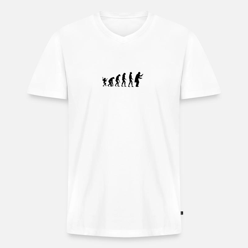 Evolution Dirigent - Männer Premium Bio T-Shirt mit V-Ausschnitt - Weiß