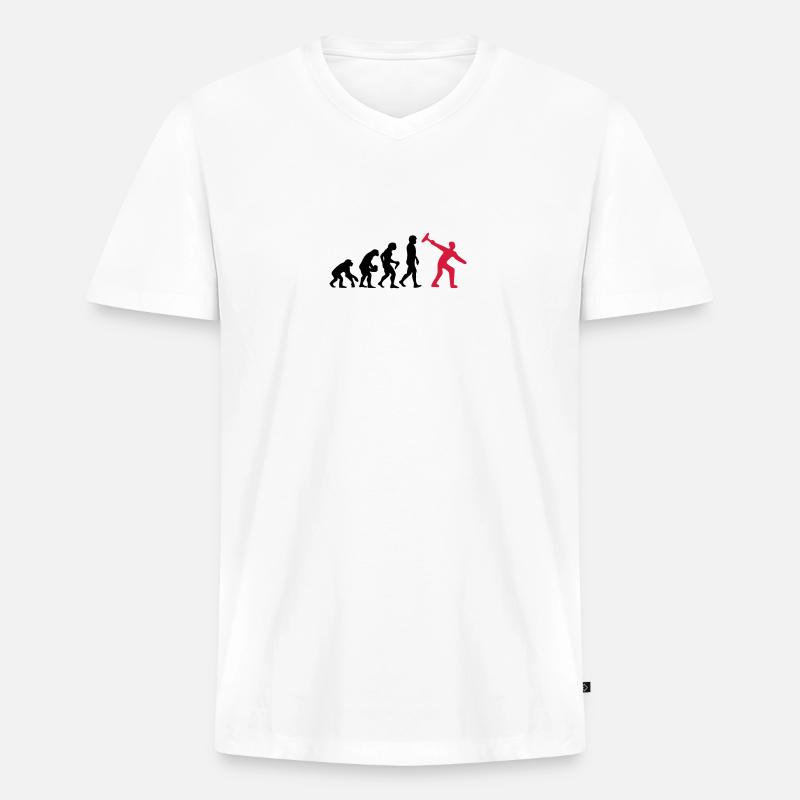 Eisstock Evolution - Männer Premium Bio T-Shirt mit V-Ausschnitt - Weiß