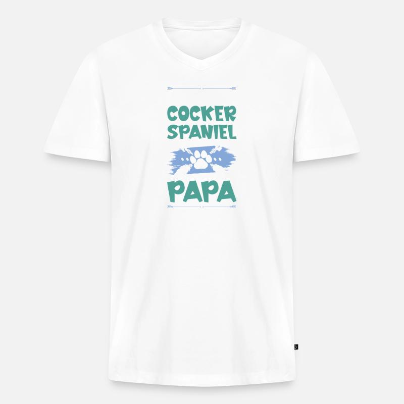 cocker spaniel hunde papa - Männer Premium Bio T-Shirt mit V-Ausschnitt - Weiß