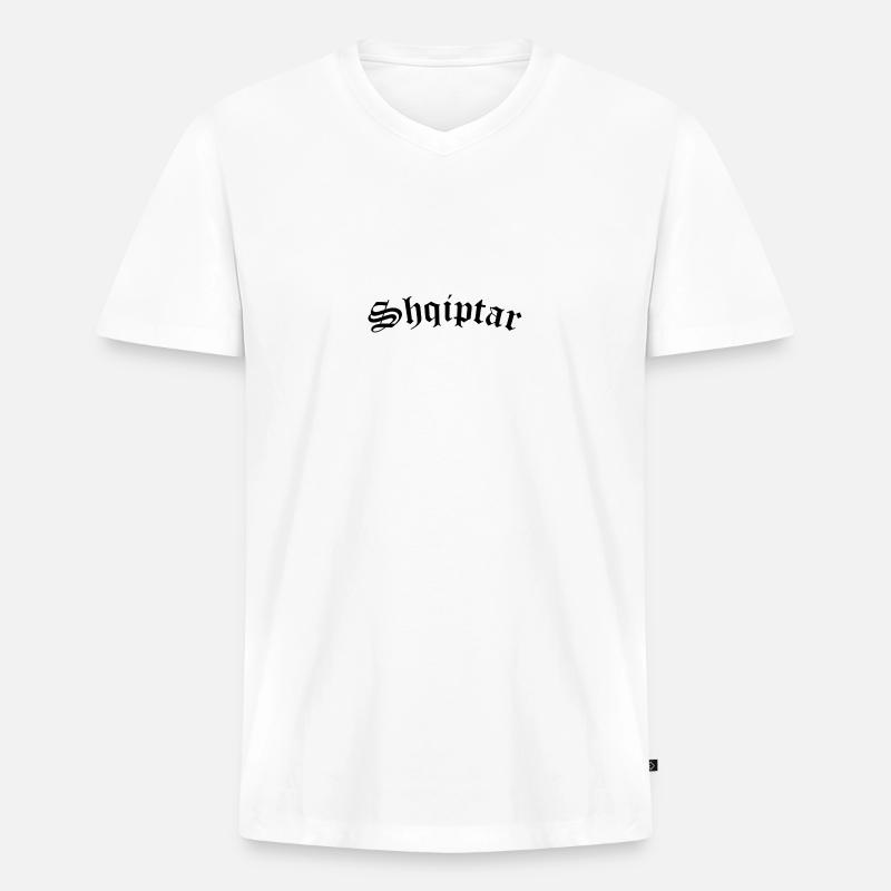 Shqiptar - Männer Premium Bio T-Shirt mit V-Ausschnitt - Weiß