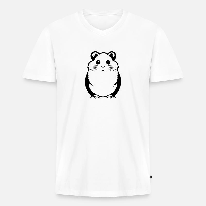 Hamster - Männer Premium Bio T-Shirt mit V-Ausschnitt - Weiß