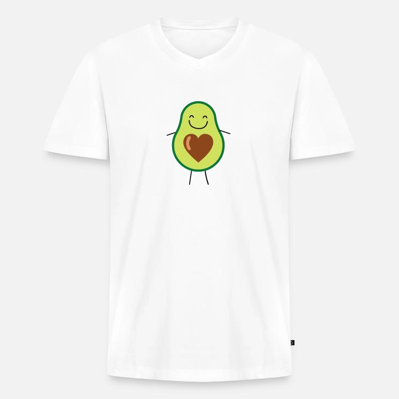 Avocado - Männer Premium Bio T-Shirt mit V-Ausschnitt - Weiß