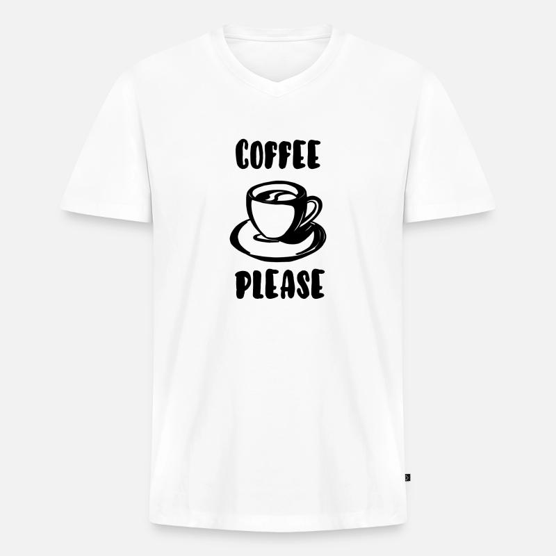 Kaffee bitte - Männer Premium Bio T-Shirt mit V-Ausschnitt - Weiß