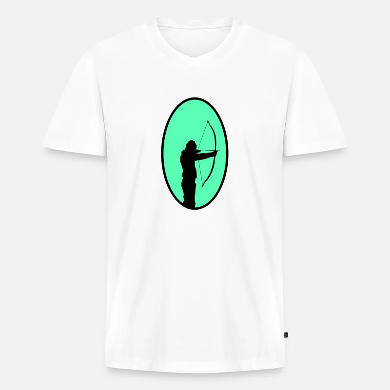 bogenschütze - Männer Premium Bio T-Shirt mit V-Ausschnitt - Weiß