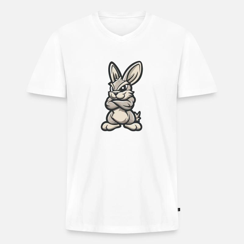 Hase Rabbit Comic - Männer Premium Bio T-Shirt mit V-Ausschnitt - Weiß
