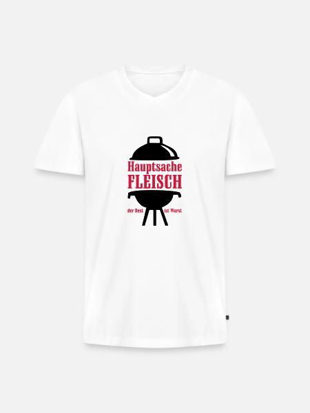 Grill, grillen, BBQ, Rost - Männer Premium Bio T-Shirt mit V-Ausschnitt - Weiß