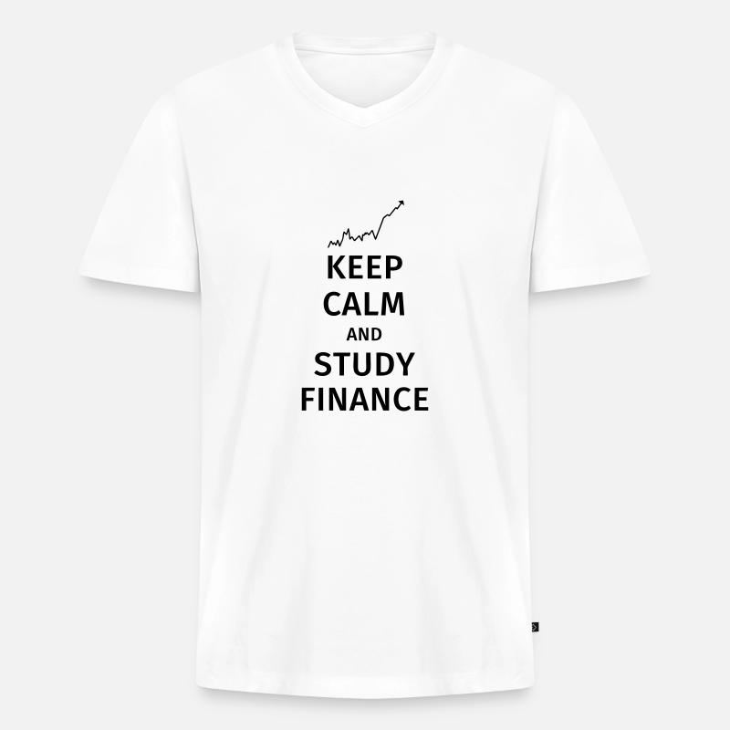 keep calm and study finance - Männer Premium Bio T-Shirt mit V-Ausschnitt - Weiß