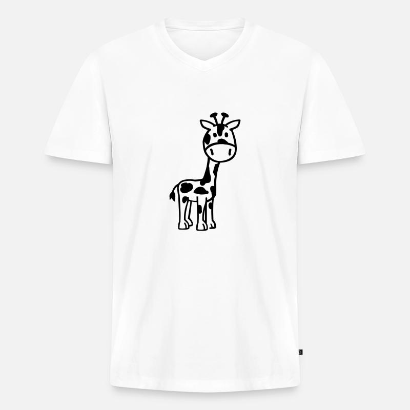 Giraffe - Männer Premium Bio T-Shirt mit V-Ausschnitt - Weiß