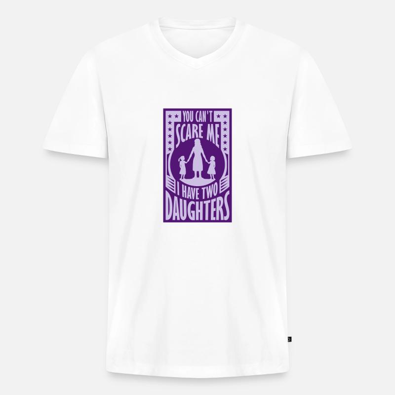 I have two daughters - Männer Premium Bio T-Shirt mit V-Ausschnitt - Weiß