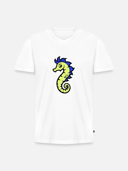 seepferd seepferdchen comic - Männer Premium Bio T-Shirt mit V-Ausschnitt - Weiß