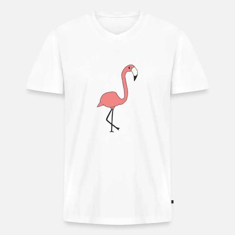 Flamingo - Men's Premium Organic T-shirt with V-neck - white