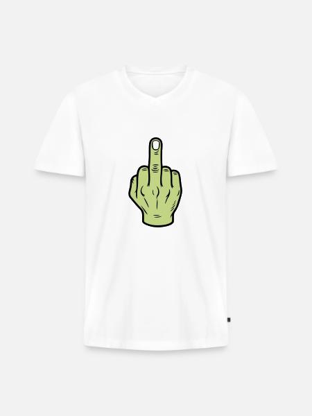 Middle Finger Hand Icon - Men's Premium Organic T-shirt with V-neck - white
