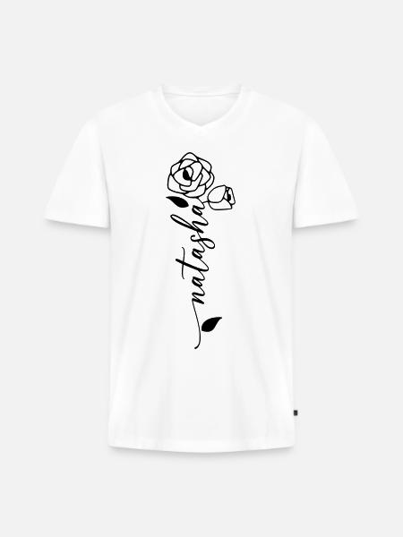 Natasha Surname First Name Name Flower - Men's Premium Organic T-shirt with V-neck - white