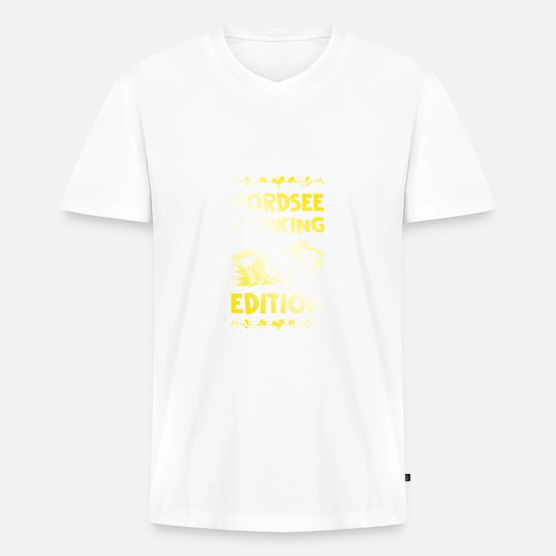 Nordsee Drinking Spruch - Männer Premium Bio T-Shirt mit V-Ausschnitt - Weiß
